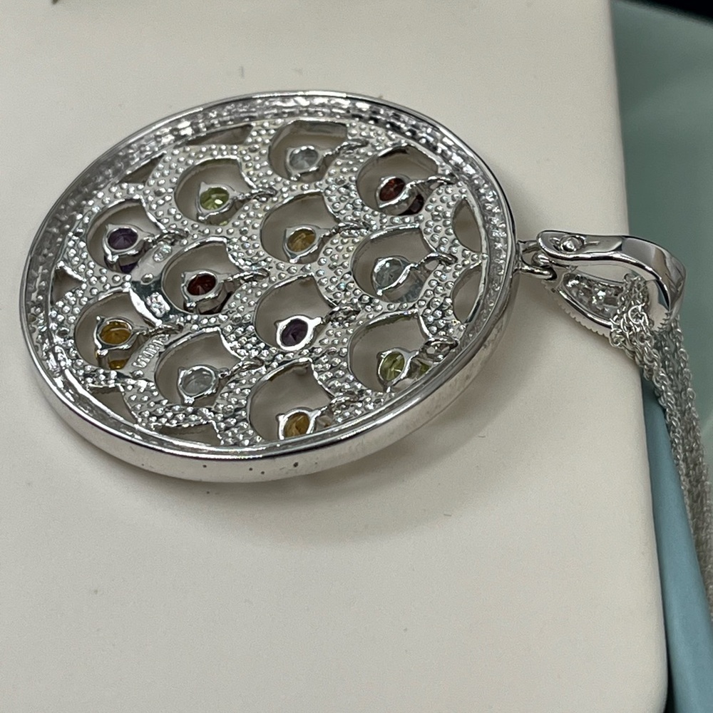 Ross-Simons Sterling Silver Multi-Gemstone Necklace – Vintage Statement Piece - Picture 9 of 17